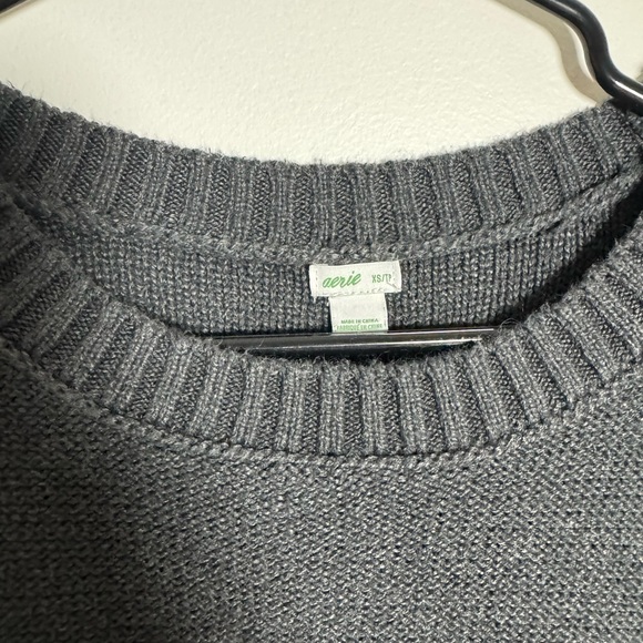 Aerie Gray Oversized Crewneck Sweater Women’s XS Cozy Slouchy Knit - Picture 3 of 4